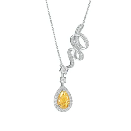 925 Silver Cubic Zirconia Yellow Necklace P0606Y