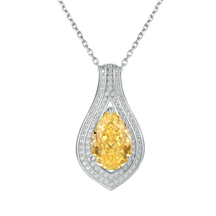 925 Silver Cubic Zirconia Yellow Necklace P0622Y