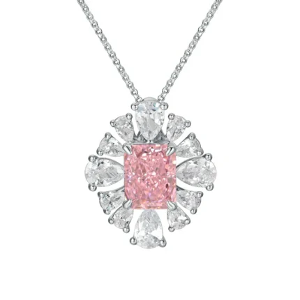 925 Silver Cubic Zirconia Pink Necklace P0626F