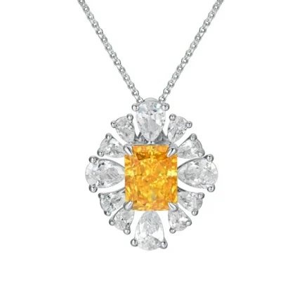 925 Silver Cubic Zirconia Yellow Necklace P0626Y