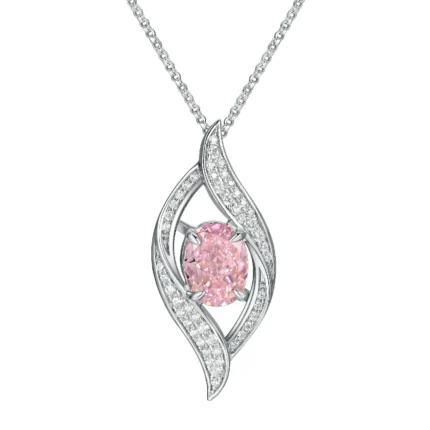 925 Silver Cubic Zirconia Pink Necklace P0627F