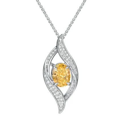 925 Silver Cubic Zirconia Yellow Necklace P0627Y