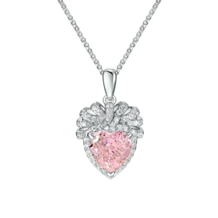 925 Silver Cubic Zirconia Pink Necklace P0628F
