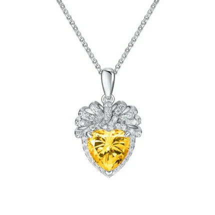 925 Silver Cubic Zirconia Yellow Necklace P0628Y
