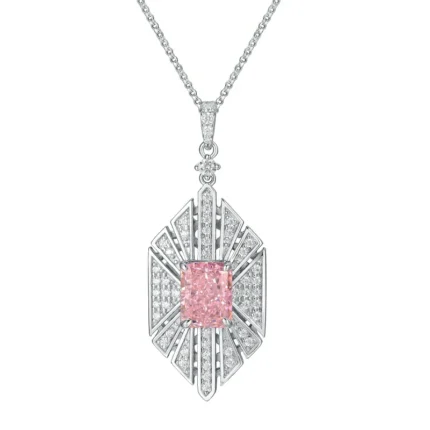 925 Silver Cubic Zirconia Pink Necklace P0684F