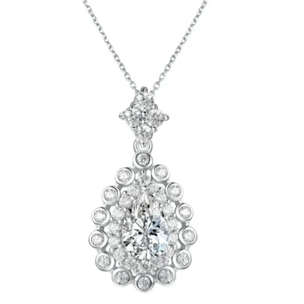 925 Silver Cubic Zirconia G Color Necklace P0697