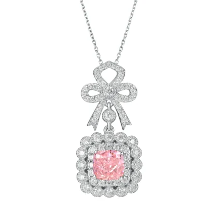925 Silver Cubic Zirconia Pink Necklace P0699F