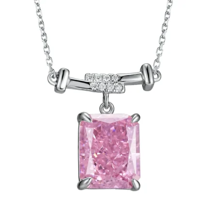 925 Silver Cubic Zirconia Pink Necklace P0756F