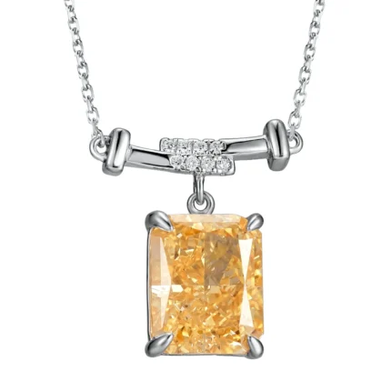 925 Silver Cubic Zirconia Yellow Necklace P0756Y