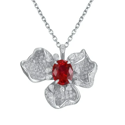 925 Silver Cultured Ruby Necklace P0757R