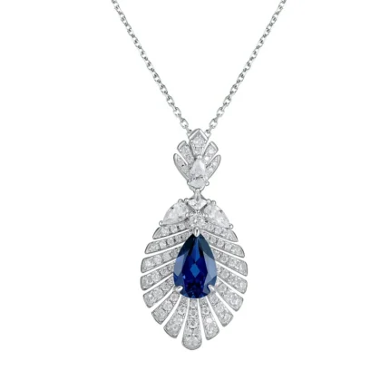 925 Silver Lab-Created Blue Sapphire Necklace - Model P0830B