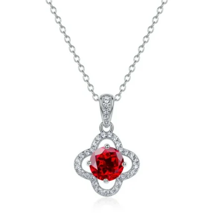 925 Silver Cultured Ruby Necklace P1192R