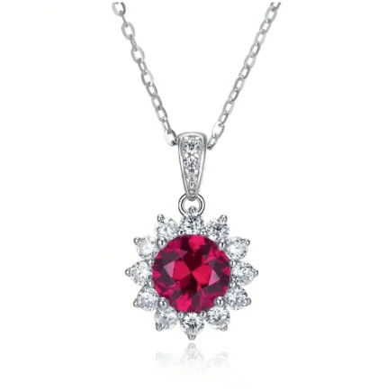 925 Silver Cultured Ruby Necklace ZHF-P00117R