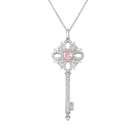 925 Silver Pink Cubic Zirconia Necklace - ZHFP0137F