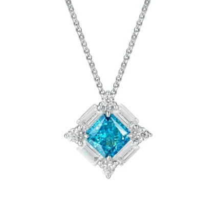 925 Silver Cubic Zirconia Blue Necklace ZHFP0591B