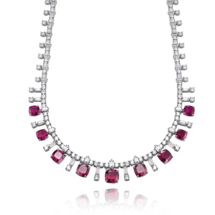 925 Silver Cultured Ruby Necklace ZHF-P0836R