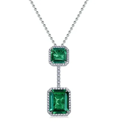 925 Silver Lab-Created Green Garnet Necklace - Model ZHF-P1411L