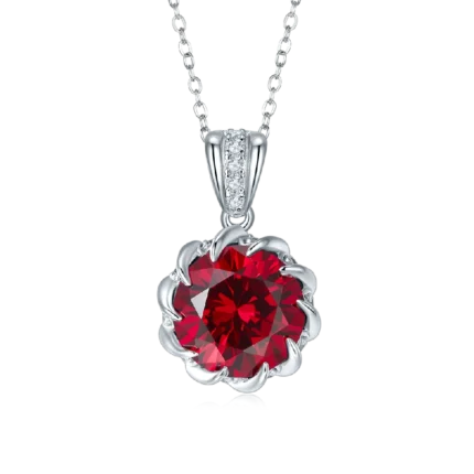 925 Silver Red Ruby Necklace - ZHF-P1447R