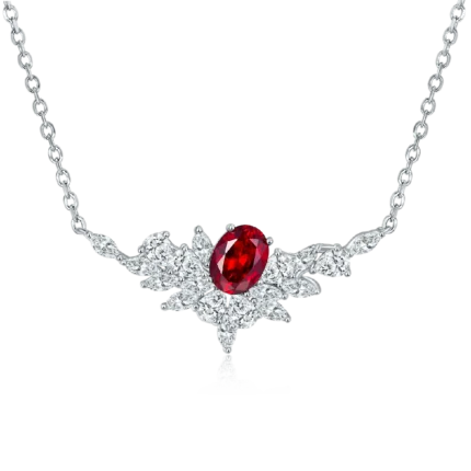 925 Silver Lab-Created Ruby Necklace - Model ZHF-P1474R