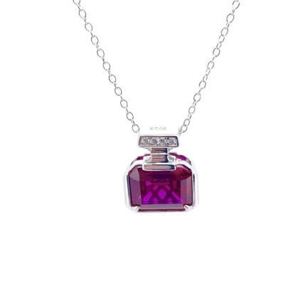 925 Silver Lab-Created Ruby Necklace - Model ZHF-P1496R