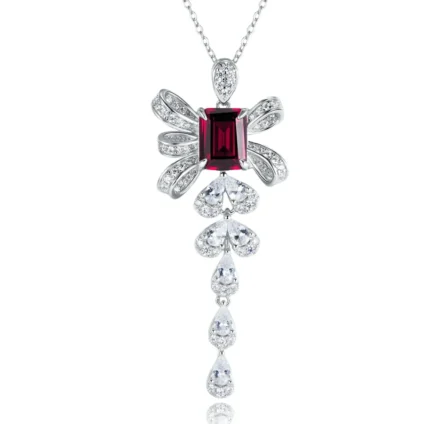 925 Silver Lab-Created Ruby Necklace - Model ZHF-P1532R