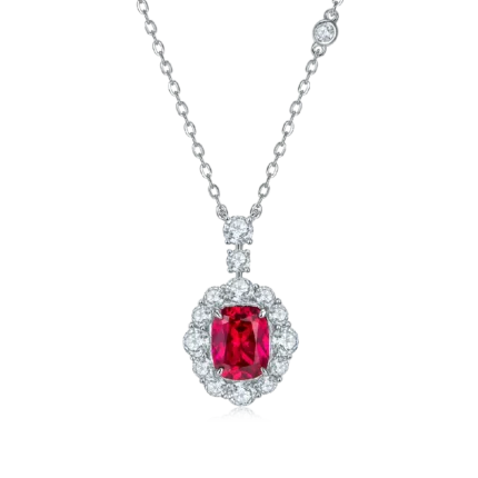 925 Silver Lab-Created Ruby Necklace - Model ZHF-P1581R