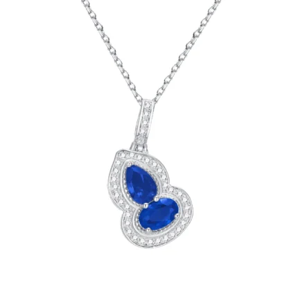925 Silver Lab-Created Blue Sapphire Necklace - Model ZHF-P1651B