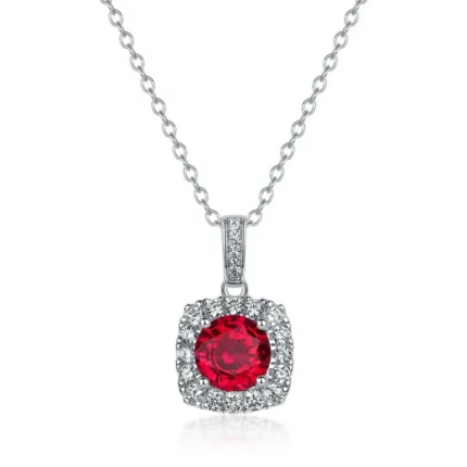 925 Silver Lab-Created Ruby Necklace - Model ZHF-P1711R