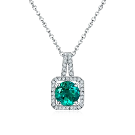 925 Silver Lab-Created Emerald Necklace - Model ZHF-P1730L