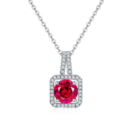 925 Silver Lab-Created Ruby Necklace - Model ZHF-P1730R
