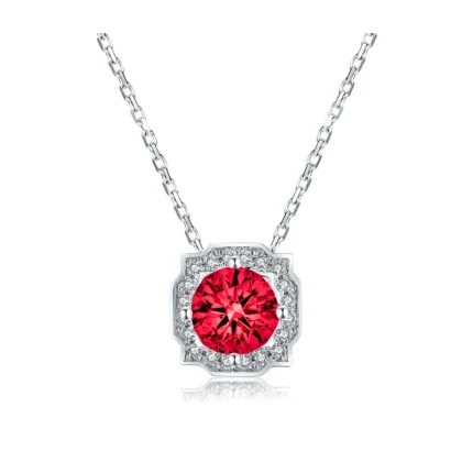 925 Silver Lab-Created Ruby Necklace - Model ZHF-P1738R