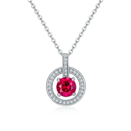 925 Silver Cultured Ruby Necklace ZHF-P1750R