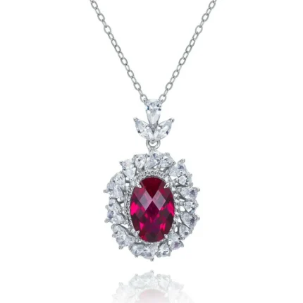 925 Silver Lab-Created Ruby Necklace - Model ZHF-R1337R