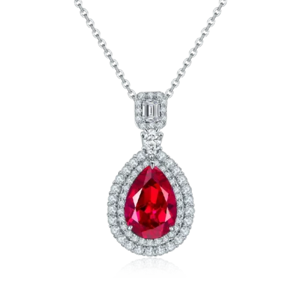 925 Silver Cultured Ruby Necklace ZHF00406R