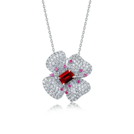 925 Silver Cultured Ruby Necklace ZHFP0008R