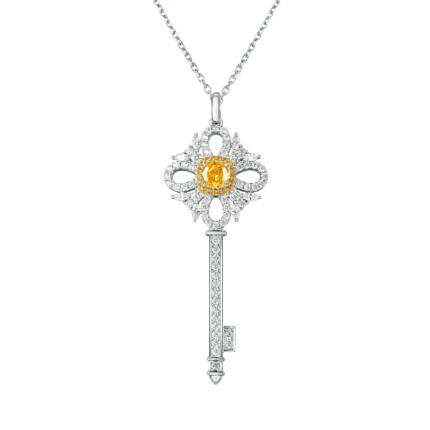 925 Silver Cubic Zirconia Yellow Necklace ZHFP0137Y