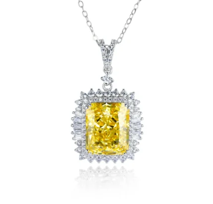 925 Silver Cubic Zirconia Yellow Necklace ZHFP0445Y