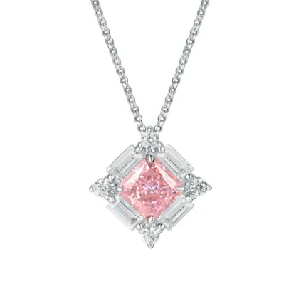 925 Silver Cubic Zirconia Pink Necklace ZHFP0591F
