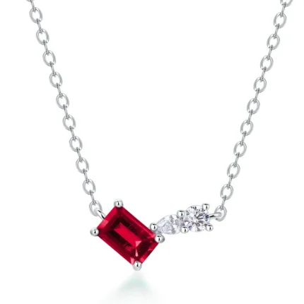 925 Silver Lab-Created Ruby Necklace - Model ZHF-P5508R
