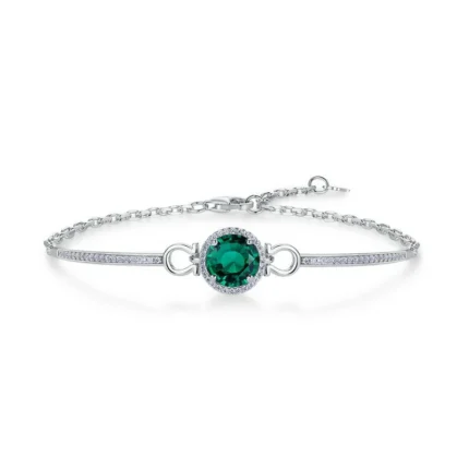 925 Silver Cultured Emerald Bracelet 1CT B20202743
