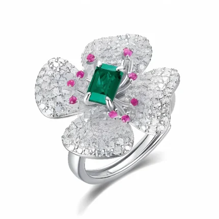 Lab-Created Emerald Ring in 925 Silver - Model 213JR0003