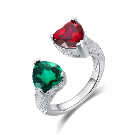 Lab-Created Red & Green Ring in 925 Silver - Model A73-P2021323L