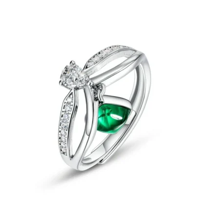 925 Silver Lab-Created Emerald Ring - Model A73-R2020308