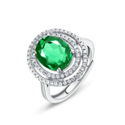 925 Silver Lab-Created Emerald Ring - Model A73-R2020501