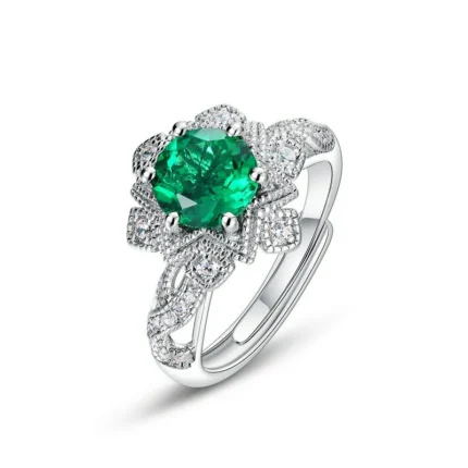 925 Silver Lab-Created Emerald Ring - Model A73-R2020876