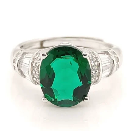 925 Silver Lab-Created Emerald Ring - Model A73-R2020996