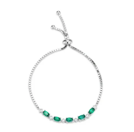 925 Silver Lab-Created Emerald Bracelet - Model A73-B2020423