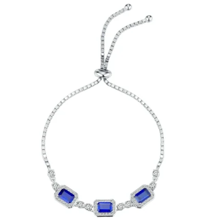 925 Silver Lab-Created Blue Sapphire Bracelet - Model A73-B2020428-1
