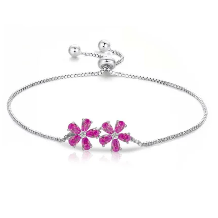 925 Silver Lab-Created Ruby Bracelet - Model A73B2104292R