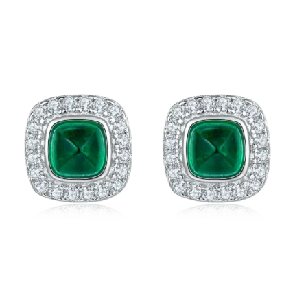 925 Silver Lab-Created Emerald Earrings - Model A73-E2020295